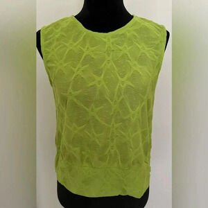Rylee Moon Textured Semi Sheer Citron Color Top - Size L - NWT